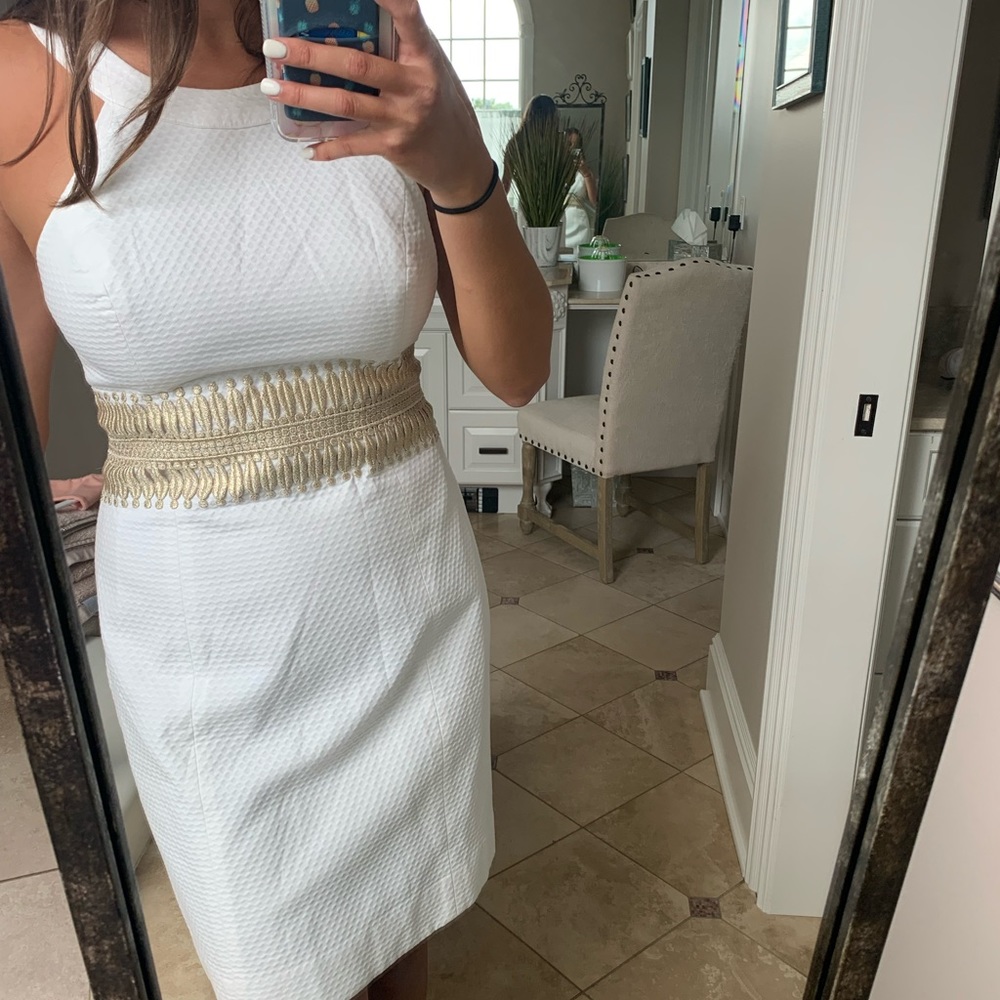 White and gold Lily Pulitzer summer dress